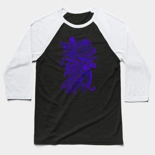 Abstract Zentangle Swirls Design (indigo on black) Baseball T-Shirt